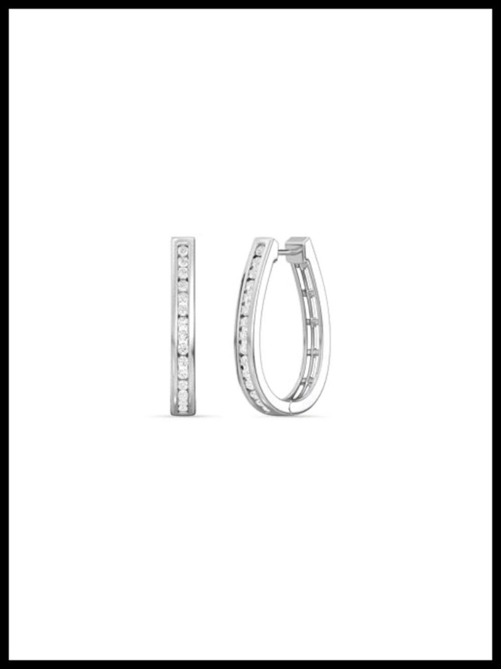 Lab-Grown Diamond Channel Set Hoop Earrings in 925 Sterling Silver
